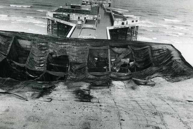 Fire at the Dixieland Bar on Central Pier caused the roof to collapse, 1973