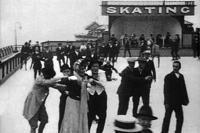 Roller skating on Central Pier in 1914