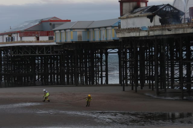 Fortunately the sea was at low tide as crews battled the blaze from the beach.
Incident Commander Colin Hickson said: "The weather was on our side while tackling the flames, the fire could have been far greater if the wind speeds were higher."