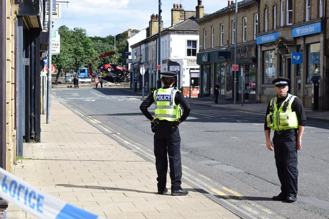 Police cordoned off areas around the town centre including Bradford Road