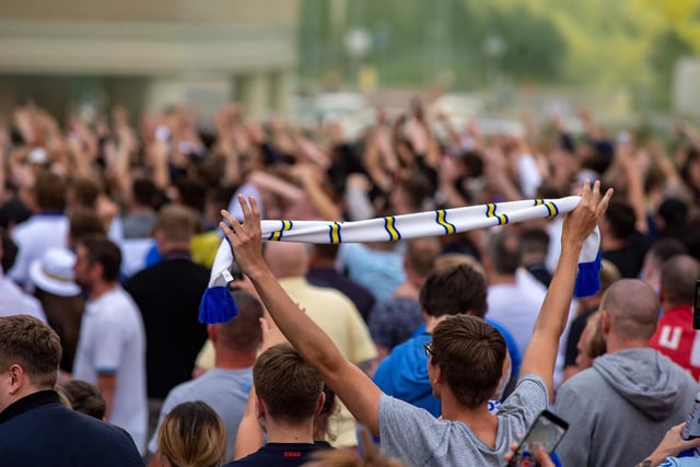 Hundreds of fans gathered outside the gates of Elland Road