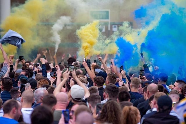 Fans also gathered outside Elland Road on Friday