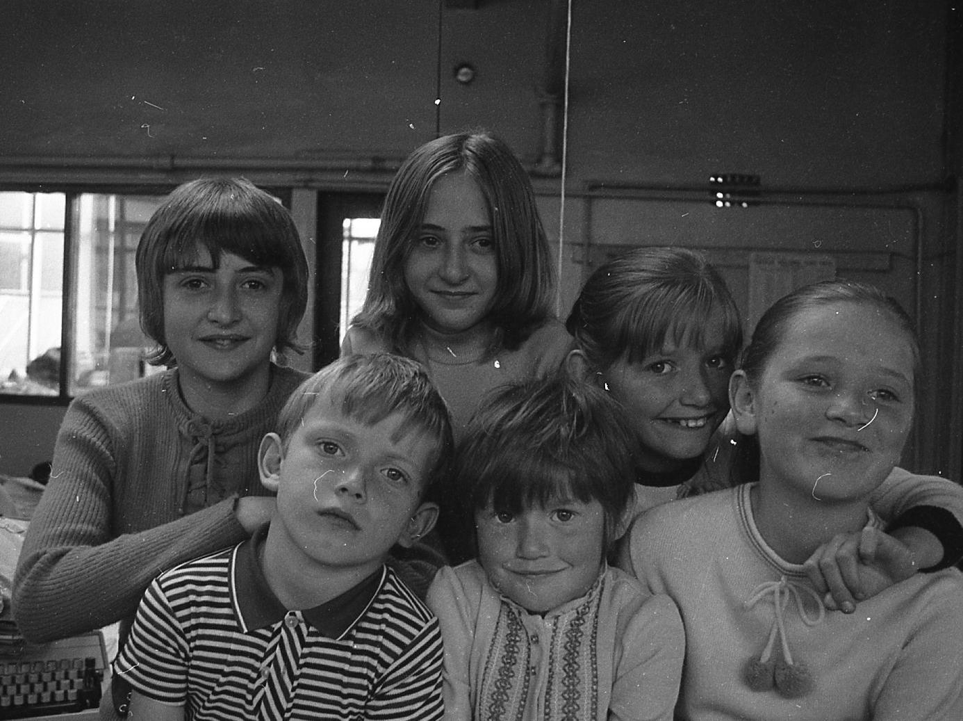 The Fox children and their friends the Parkinson twins were faced with a six-foot problem when collecting for their charity jumble sale at Longridge. How to get a wardrobe to the Fox home in Severn Street? Uncle Joe to the rescue! The kind-hearted children, who organised the jumble sale to raise money for disabled children, are pictured above, from left to right: Susan Parkinson, Edward Fox, Judith Parkinson, Helen Fox, Elizabeth Fox and Kathleen Fox