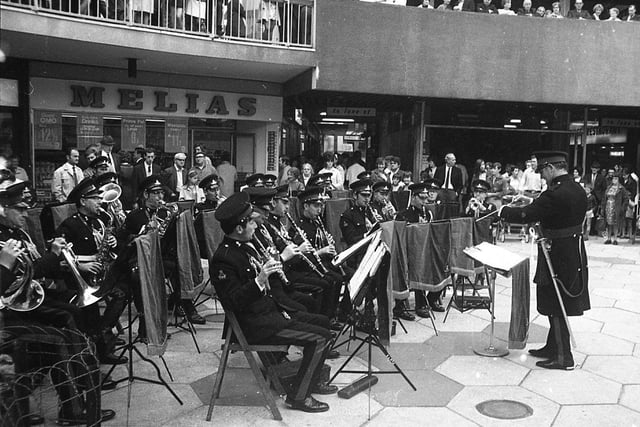 Lancashire Artillery Band performing at St George's Shopping Centre in Preston