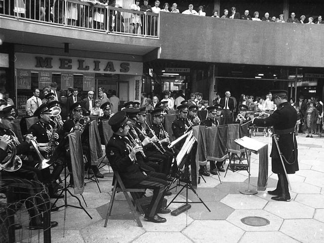 Lancashire Artillery Band performing at St George's Shopping Centre in Preston