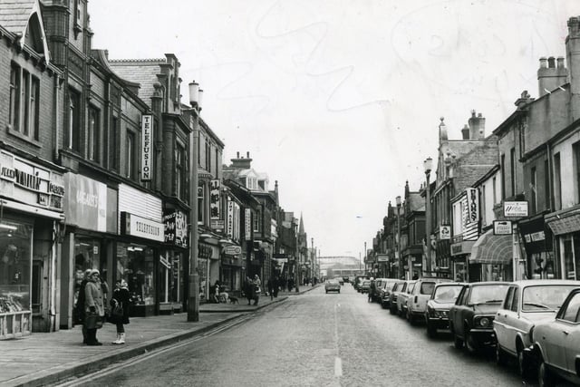 Pictured in 1970 this view of Bond Street, looking south has seen many changes, not least the demolition in 1984 of South Shore Baptist Church, whose spire be seen in the distance
