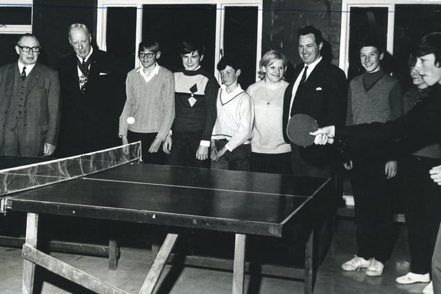 The Mayor of Blackpool, Alderman Albert E Stuart JP, watches a game of table tennis during his visit to the Blackpool Boys Club