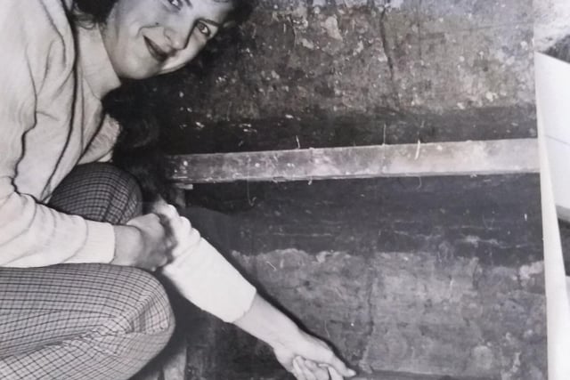 Patricia Lunn, who helped with the excavation of an elk found in the ground below a demolished house in Carleton, in 1970. The elk dated from about 10,000 BC