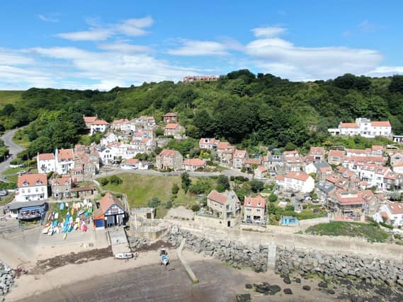 Runswick Bay with its lifeboat station in the foreground