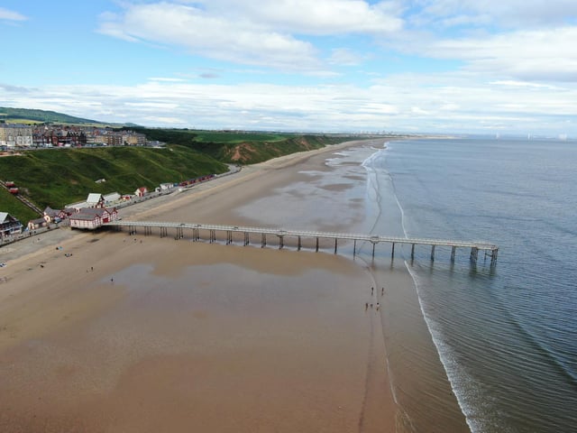 Saltburn pier and sweeping beach