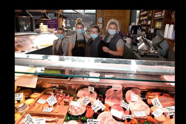Hannah Cross, Charlotte Graham, Riyanne Gallagher and Emma Graham from butchers Redmans of Prestons at Preston Market