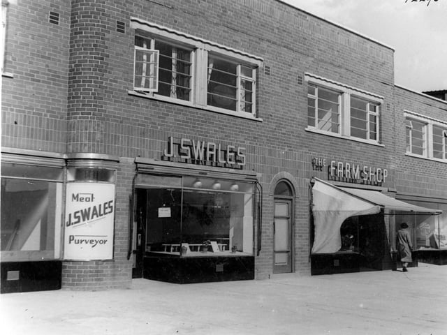 View of the butchers business and Farm Shop of J. Swales at 127 Cross Gates Road in September 1940.