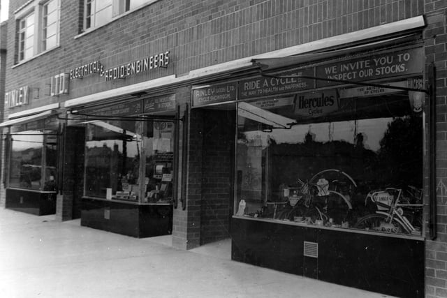 View of Ainley Ltd, Electrical radio engineers and Cycle showroom on Cross Gates Road in September 1940.