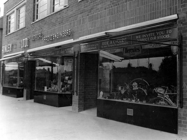 View of Ainley Ltd, Electrical radio engineers and Cycle showroom on Cross Gates Road in September 1940.