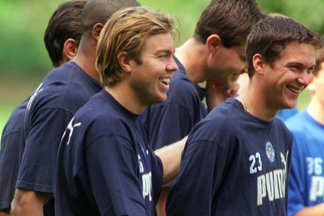 Tomas Brolin shares a joke during pre-season training in July 1997. He joined Zurich on loan the following month.