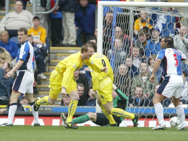 Stephen Caldwell's first goal for Leeds set them on their way to a key win. Only goal difference separated Blackburn, Portsmouth and Leeds, who were all three points ahead of second-bottom Leicester.