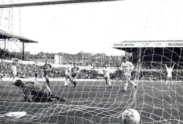 A cracking photo after Gordon Strachan's penalty hits the back of the net. Chris Fairclough also scored to earn the Whites three points.
