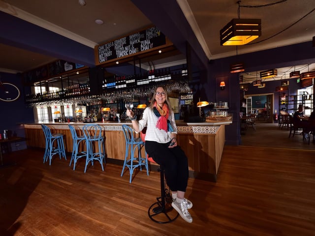 Designer Rachel McLane in the bar