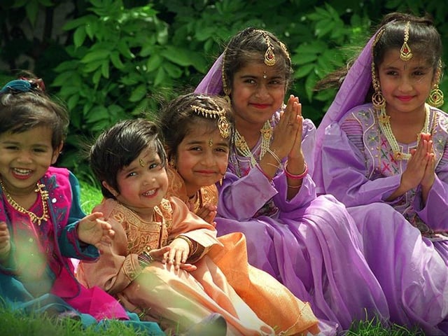 Priyanka Navekar, 2, Priscilla Dabhi, 2, Benita Dabhi, 6, Bhakti Navekar, 6, and Nisha Navekar, eight, from Preston who will be dancing at the Mela Festival