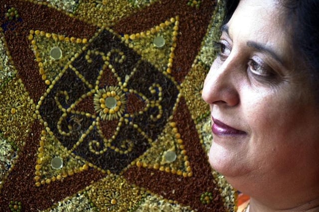 Artist Ranbir Kaur during the rangoli art workshop at the Gujerati centre in Preston. The workshop is in preparation for the annual Mela