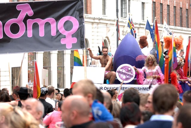 The Leeds Pride parade in 2010 on The Headrow.