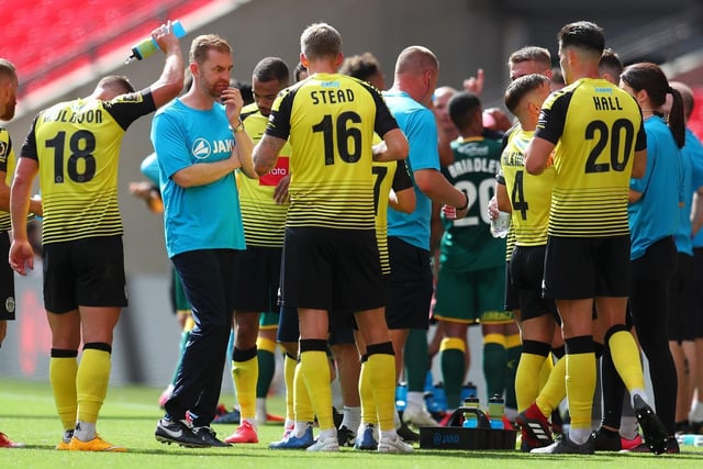 Notts County have pulled a goal back and Town are under the cosh. Manager Simon Weaver has plenty to say during the second-half drinks break.