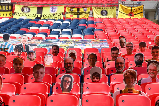 Cardboard cut-outs of Harrogate Town fans filled Wembley.