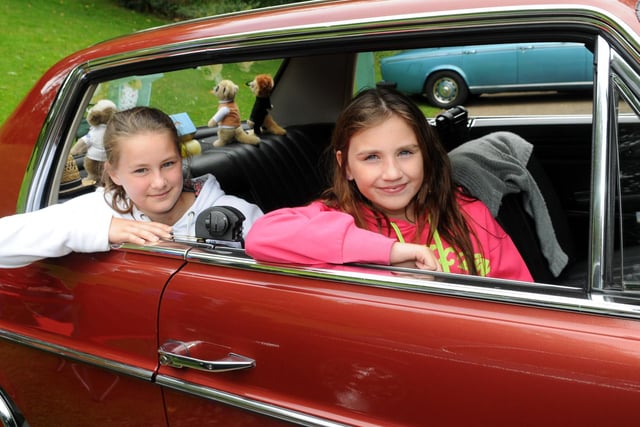 Charlotte Burney, 11 and Anya Clayton, ten at the Classic Car day at Avenham and Miller Park in 2014