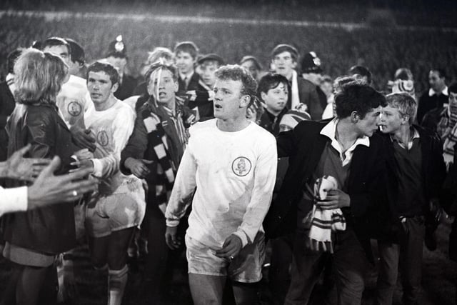 A disappointed Billy Bremner at full time of the second leg of the Inter Cities Fairs Cup against Dynamo Zagreb. The Whites lost 2-0 on aggregate.