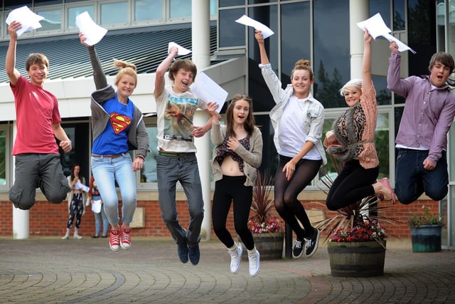 Brigshaw High School pupils in August 2012, from left, Brent Sherwood, Amy Joynes, Alex Mason, Sophie Fawcett, Mollie Wilson, Melissa Bugg and Jake Smales.