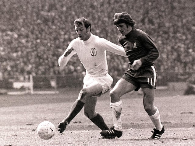 Paul Madeley in action against Chelsea during the 1970 FA Cup final.