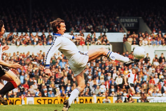 Paul Madeley in action for Leeds United during the late 1970s.