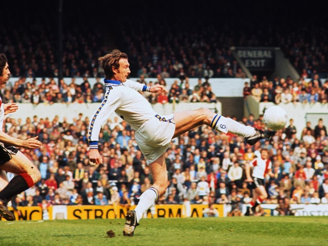 Paul Madeley in action for Leeds United during the late 1970s.