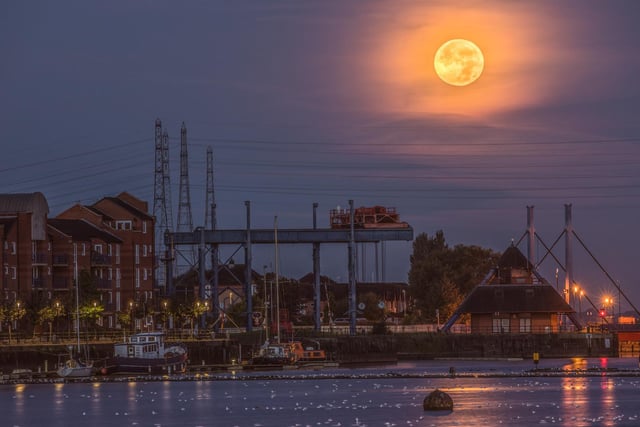 The moon over the marina