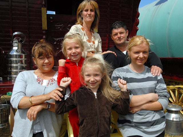 Pictured from left to right at Seamer Horse Fair – Angie Midgley, Melissa Barras (aunt), Trudy Barras, Danny Smith, Crystal Smith, front Indiana Barras.
