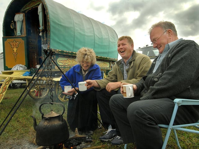 Travellers relaxing happily on the site, pictured here are Ada Farrow, Ambrose Farrow and Robert Farrow.