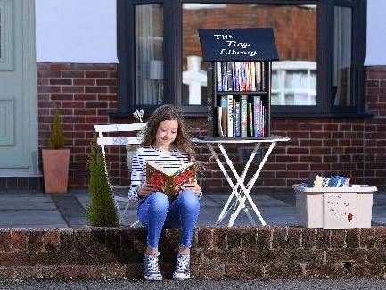Emma Moss, 10, set up a her tiny library in West End, Penwortham