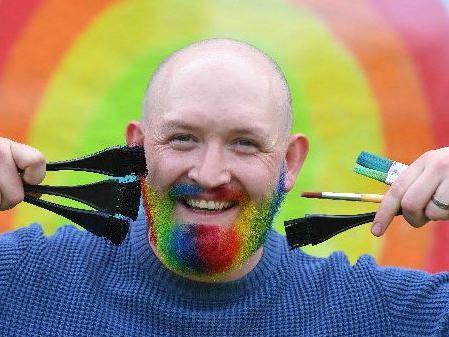 Jason Overell had his beard dyed in rainbow colours in support of his wife Heather Mary who works at Preston and Chorley hospitals