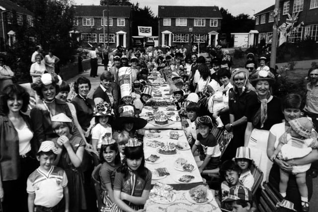 The street's all here. Residents of Moorgate Close in Kippax get ready to tuck in to their Royal Wedding feast.