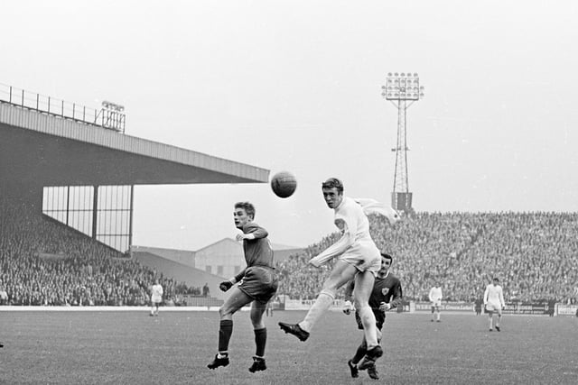 Striker Mick Jones made his Leeds United debut in a 3-2 league win against Leicester City at Elland Road.