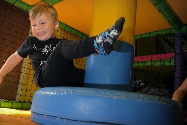 Franklin Moore having fun on one of the soft play areas