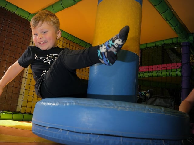 Franklin Moore having fun on one of the soft play areas