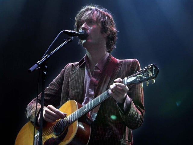 Pulp lead singer Jarvis Cocker on stage. Photo: Mark Bickerdike