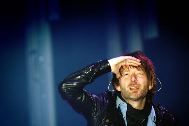 Thom Yorke the lead singer of Radiohead on the main stage in August 2009. Picture By Simon Hulme.