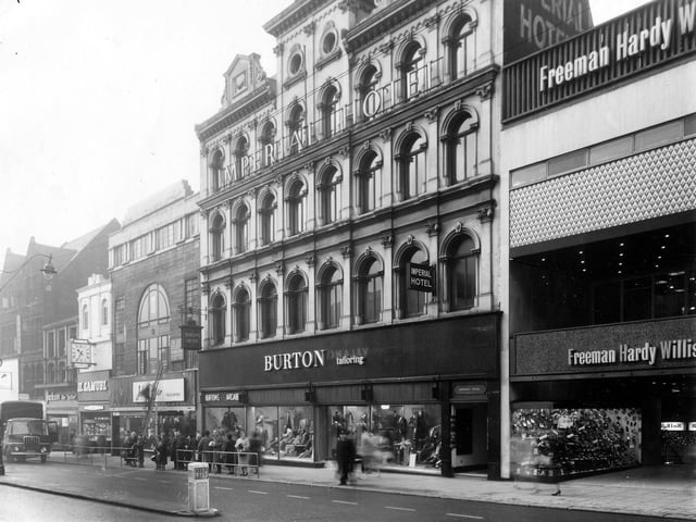 The Imperial Hotel on Briggate was demolished in 1961 and a new Burtons Store built on the site.