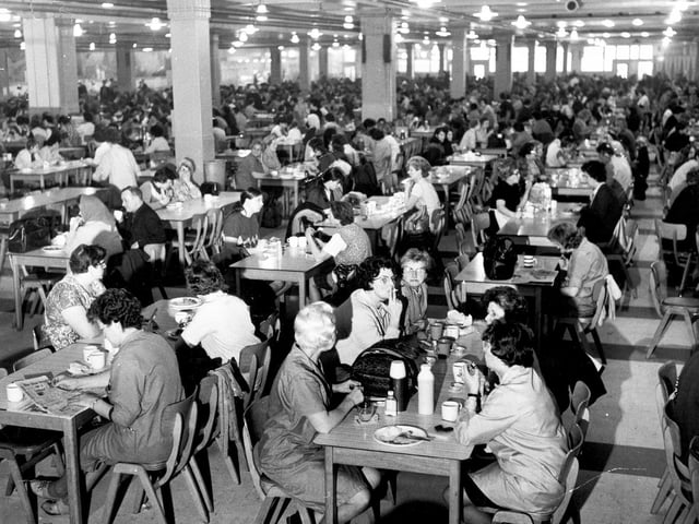 A view inside Europe's largest canteen. Year unknown.