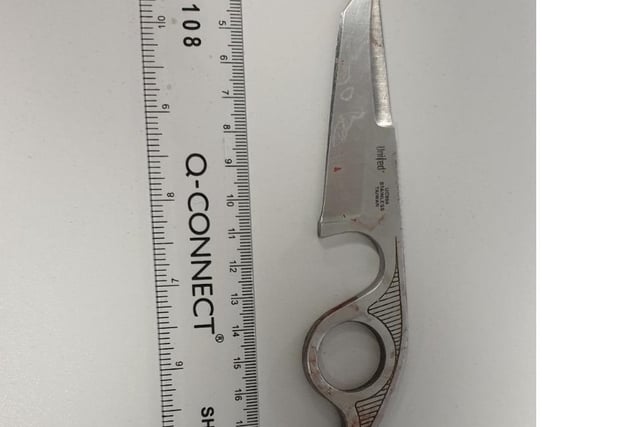 This frightening blade was seized by police in Blackpool in October 2019. The weapon had blood on it when it was found by officers