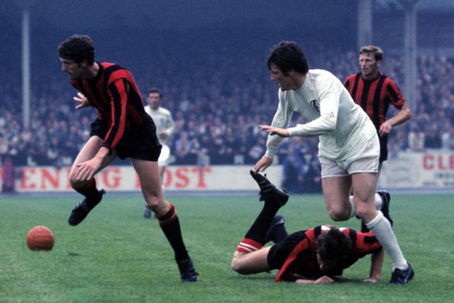 Eddie Gray in action against Manchester City in the 1969 Charity Shield. Leeds won 2-1, with Gray scoring the first for the Whites.