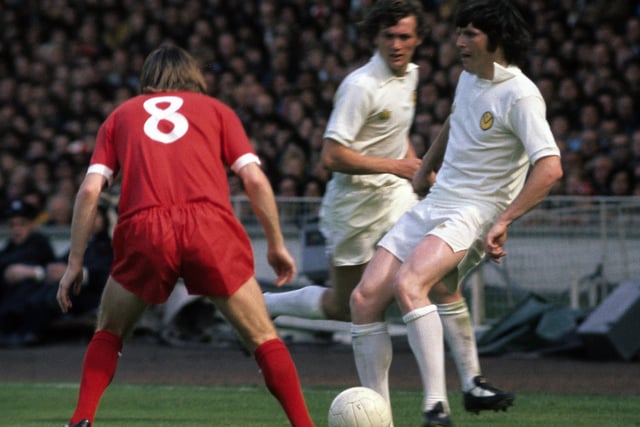 Eddie Gray in action against Liverpool during the 1974 Charity Shield. The Reds won on penalties after the game finished 1-1.