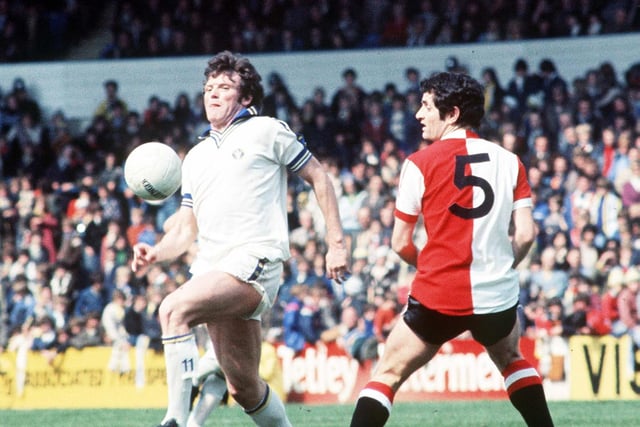 Eddie Gray in action against QPR in May 1977. The Whites finished in tenth position.